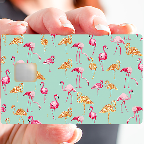 Les Flamants roses - sticker pour carte bancaire, 2 formats de carte bancaire disponibles