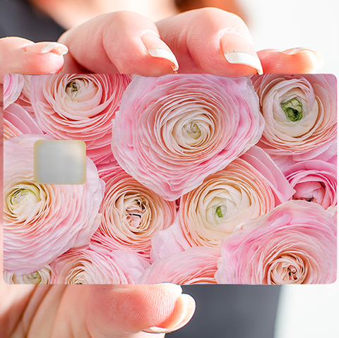 Fleur Pivoine- sticker pour carte bancaire, 2 formats de carte bancaire disponibles