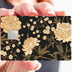 Goldene Blumen - Kreditkartenaufkleber, 2 Kreditkartenformate verfügbar