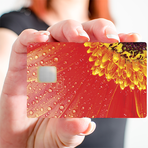 Rotes Gänseblümchen - Kreditkartenaufkleber, 2 verfügbare Kreditkartengrößen