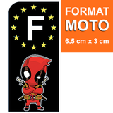 Stickers pour plaque d'immatriculation MOTO EUROBAND - DEADPOOL - bleu ou noir