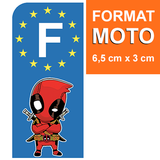 Stickers for EUROBAND MOTORCYCLE license plate - DEADPOOL - blue or black