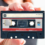 Cassette audio, K7- sticker pour carte bancaire, 2 formats de carte bancaire disponibles