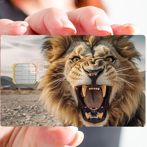 Lion - sticker pour carte bancaire, 2 formats de carte bancaire disponibles