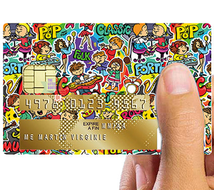 MUSIC - sticker pour carte bancaire, 2 formats de carte bancaire disponibles