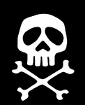 Sticker for MOTORCYCLE license plate, BLACK background, Department number - PIRATE