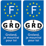 Presipauté de Groland « Groland, je mourrirai pour toi. » - Stickers pour plaque d'immatriculation, disponible pour AUTO et MOTO