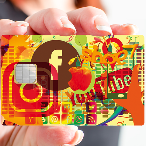 Social Network - sticker pour carte bancaire, 2 formats de carte bancaire disponibles