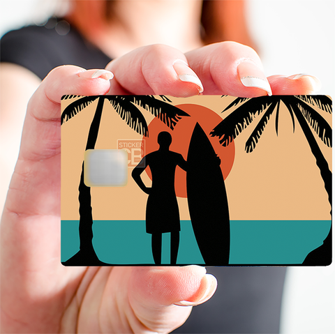 Surf-, Strand- und Kokospalmen - Kreditkartenaufkleber, 2 Kreditkartenformate verfügbar