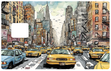 Taxi new yorkais - sticker pour carte bancaire, format US