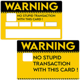 Warning - sticker pour carte bancaire, 2 formats de carte bancaire disponibles