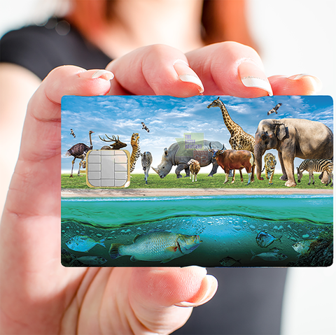 Terre des animaux - sticker pour carte bancaire, 2 formats de carte bancaire disponibles