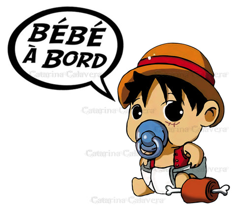 Sticker, Bébé à bord !  Tribute to Luffy (fanart)