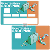 Ma carte spéciale Shopping - sticker pour carte bancaire, 2 formats de carte bancaire disponibles