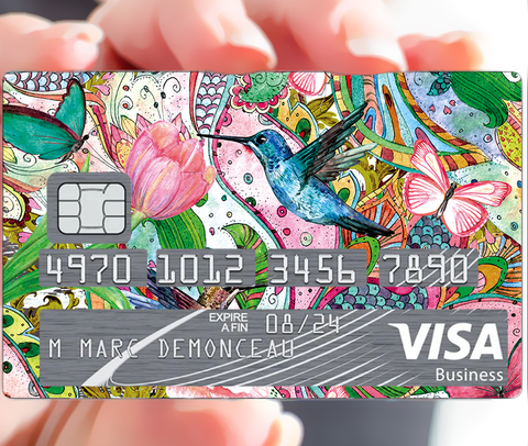 Colibri- Kreditkartenaufkleber, 2 Kreditkartenformate verfügbar