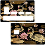 Cygnes et Lotus- sticker pour carte bancaire, 2 formats de carte bancaire disponibles
