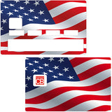 Drapeau Americain au vent- sticker pour carte bancaire, 2 formats de carte bancaire disponibles