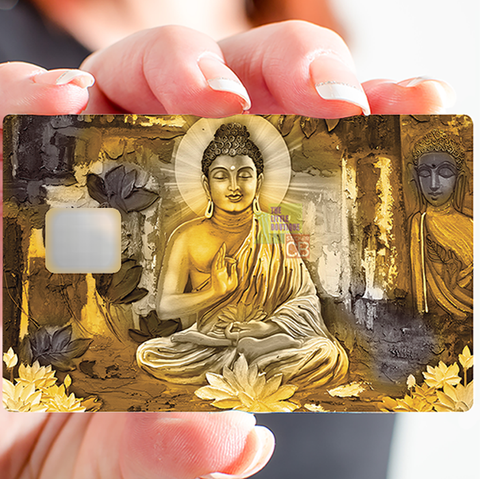 Goldener Buddha- Kreditkartenaufkleber, 2 Kreditkartenformate verfügbar