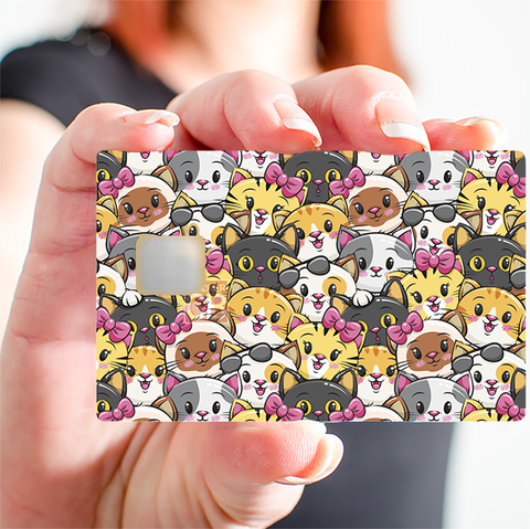Jamais trop de chats- sticker pour carte bancaire, 2 formats de carte bancaire disponibles