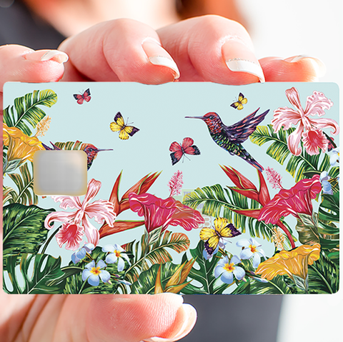 OISEAUX AU PARADIS - sticker pour carte bancaire, 2 formats de carte bancaire disponibles