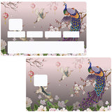 PEACOCK and CRANES - credit card sticker, 2 credit card formats available