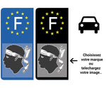 Personalize your AUTO EUROBAND license plate sticker - Blue or Black Background 