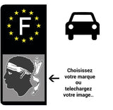 Personalize your AUTO EUROBAND license plate sticker - Blue or Black Background 