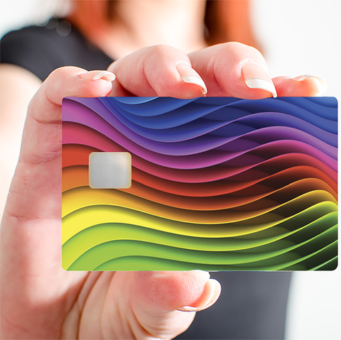 Regenbogenwelle - Kreditkartenaufkleber, 2 Kreditkartengrößen verfügbar