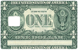 One dollar - sticker pour carte bancaire, 2 formats de carte bancaire disponibles