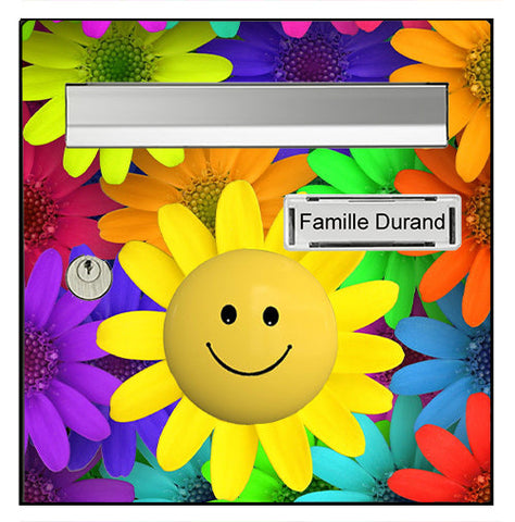 Aufkleber für Briefkasten, Smiley-Blumen