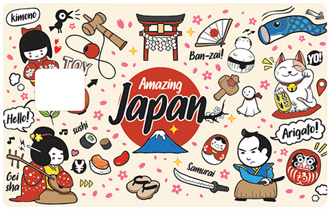 I love Japan- sticker pour carte bancaire, 2 formats de carte bancaire disponibles