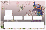 PEACOCK and CRANES - credit card sticker, 2 credit card formats available