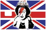 Königin Elisabeth gegen Bowie in England - Bankkartenaufkleber